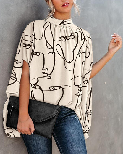 Women's Casual Loose Printed Top - Hiccupzz