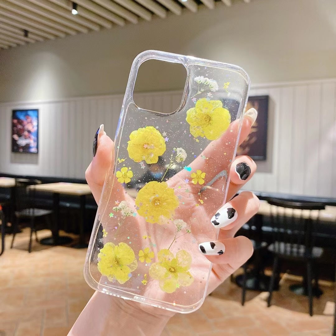 Epoxy Glitter Dried Flower Real Flower Small Floral Phone Case Applicable Ip Cover