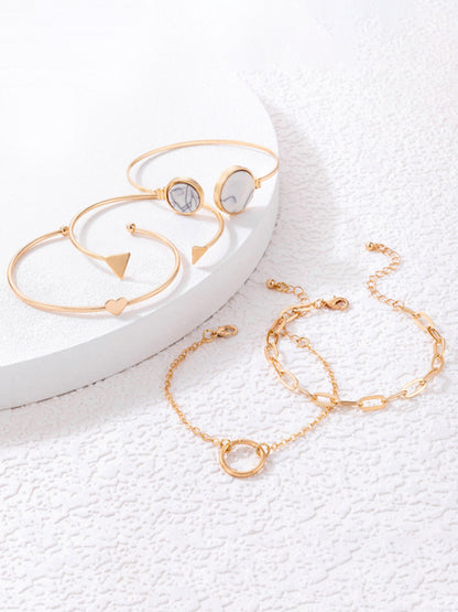 Inlaid Open Five-piece Bracelet Geometric Love Triangle Bracelet Set - Hiccupzz
