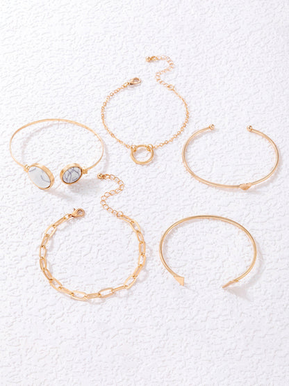 Inlaid Open Five-piece Bracelet Geometric Love Triangle Bracelet Set - Hiccupzz