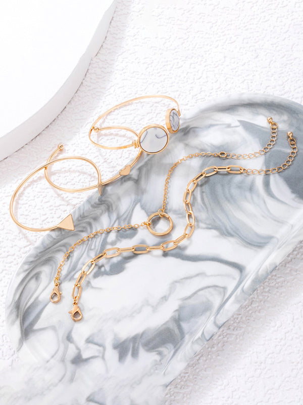 Inlaid Open Five-piece Bracelet Geometric Love Triangle Bracelet Set - Hiccupzz