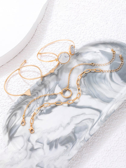 Inlaid Open Five-piece Bracelet Geometric Love Triangle Bracelet Set - Hiccupzz