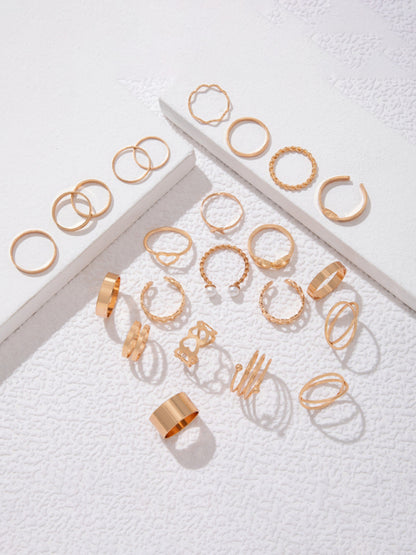 New niche design butterfly 8-character open ring set cross love pearl 23-piece ring - Hiccupzz