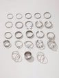 New niche design butterfly 8-character open ring set cross love pearl 23-piece ring - Hiccupzz