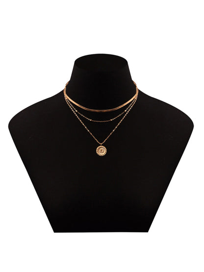 Fashion Versatile Round Tag Personality Simple Multi-Layer Bead Necklace For Women - Hiccupzz