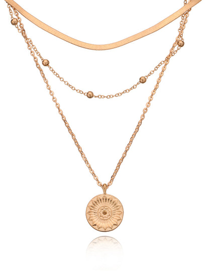 Fashion Versatile Round Tag Personality Simple Multi-Layer Bead Necklace For Women - Hiccupzz