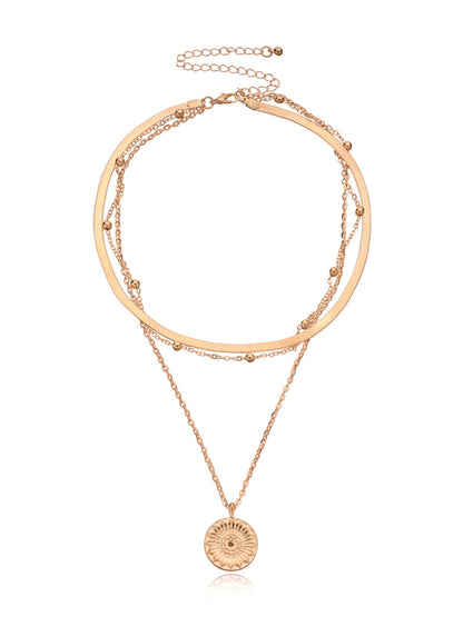 Fashion Versatile Round Tag Personality Simple Multi-Layer Bead Necklace For Women - Hiccupzz