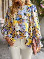 Women's lace stitching floral temperament top all-match blouse - Hiccupzz