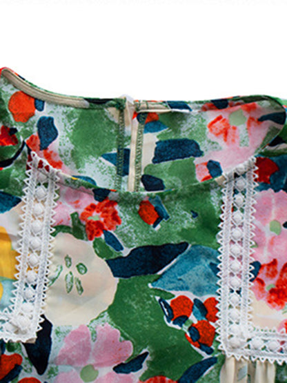 Women's lace stitching floral temperament top all-match blouse - Hiccupzz